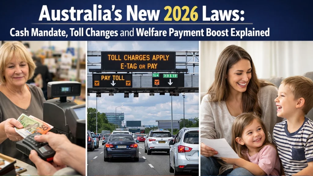 Australia’s New 2026 Laws: Cash Mandate, Toll Changes and Welfare Payment Boost Explained